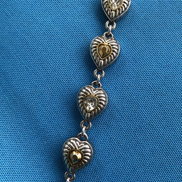Brighton Heiress Heart Link Bracelet Crystal Silver and Gold Logo Clasp with Tag - Picture 9 of 16